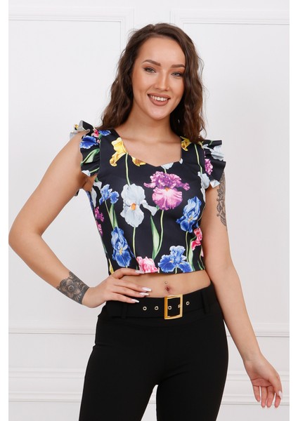 Beşgen Yaka Desenli Bluz | BLZ33441 Lale Desenli fiyatları