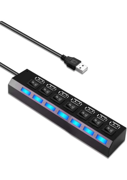 7 Port USB Çoklayıcı Çoğaltıcı Işıklı Hub USB 2.0 Switch Splitter 4874