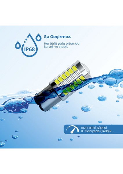 Stop Sinyal Geri Vites Ampul Mercekli 33 Led P21W 6500K Beyaz