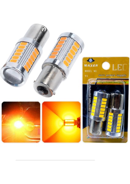 Stop Sinyal Geri Vites Ampul Mercekli 33 Led P21W 6500K Turuncu