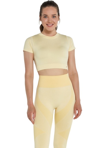 Captiva Yumuşak Dokulu & Esnek Crop Top Sarı