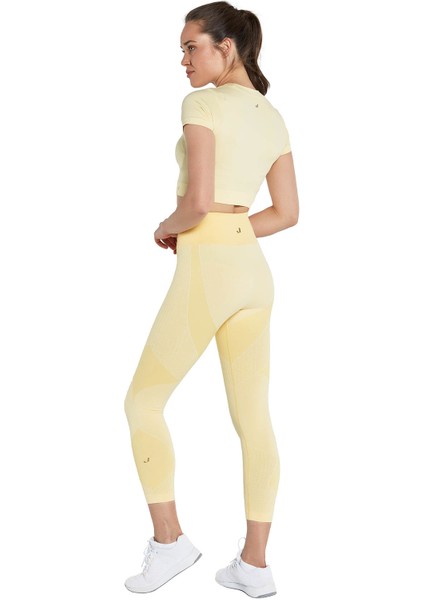 Captiva Yumuşak Dokulu & Esnek Crop Top Sarı