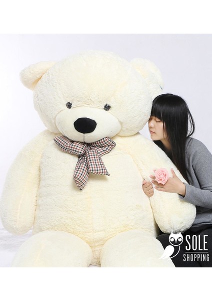 % 100 Yerli - Papyonlu Sevimli Büyük Peluş Ayıcık, 130 cm