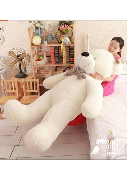 % 100 Yerli - Papyonlu Sevimli Büyük Peluş Ayıcık, 130 cm