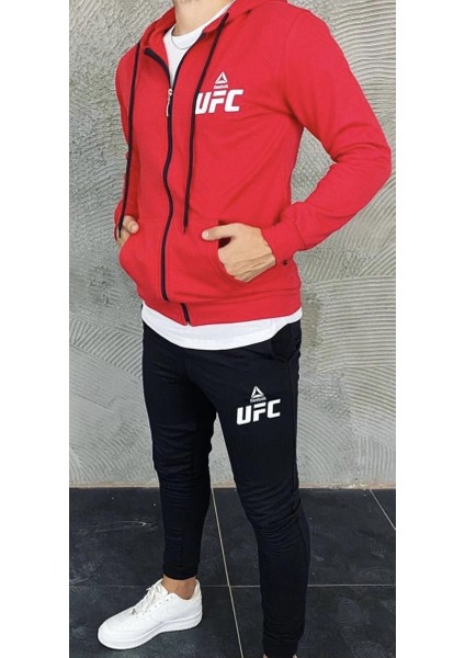 Kapüşonlu Tam Fermuarlı Içi Komple Pamuk Dar Kesim 3 Lü Erkek Eşofman Takımı