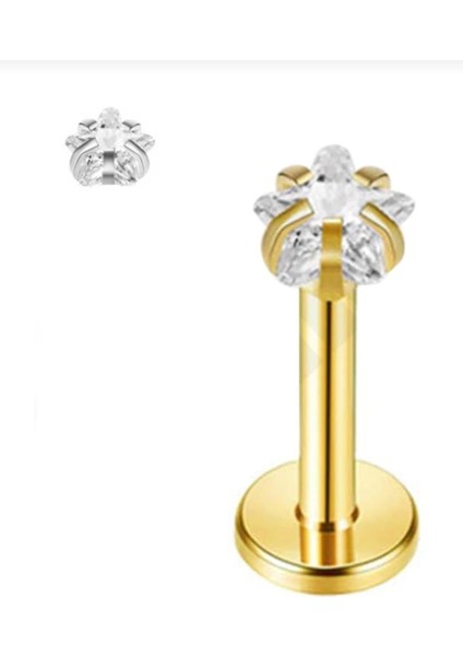 Cerrahi Çelik Yıldız Labrent Piercing 8 mm - Gümüş Rengi