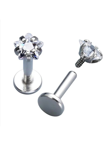 Cerrahi Çelik Yıldız Labrent Piercing 8 mm - Gümüş Rengi fırsatları