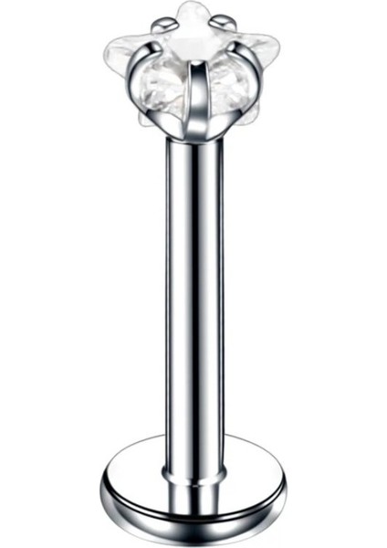 Cerrahi Çelik Zirkon Taşlı Yıldız Piercing