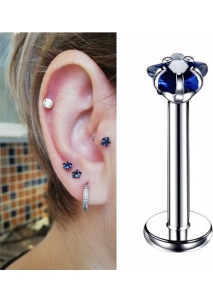 Cerrahi Çelik Zirkon Taşlı Yıldız Piercing