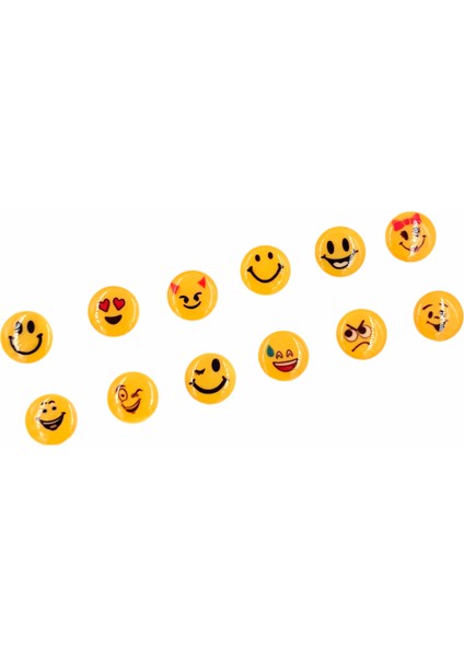 12 Adet Emoji Düğme