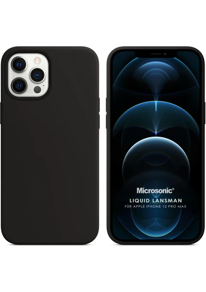 Apple iPhone 12 Pro Max Kılıf Liquid Lansman Silikon Siyah