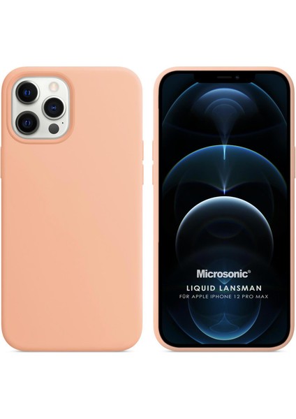 Apple iPhone 12 Pro Max Kılıf Liquid Lansman Silikon Rose Gold