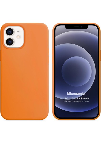 Apple iPhone 12 Mini Kılıf Liquid Lansman Silikon Turuncu