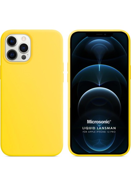Apple iPhone 12 Pro Kılıf Liquid Lansman Silikon Sarı