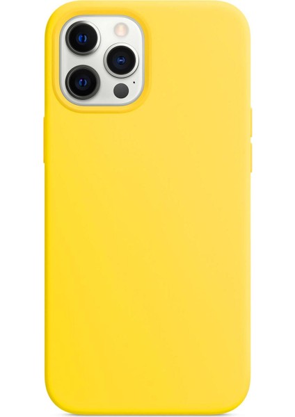 Apple iPhone 12 Pro Kılıf Liquid Lansman Silikon Sarı