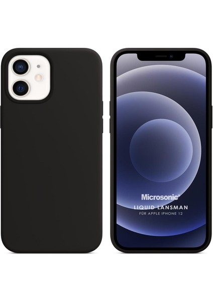 Apple iPhone 12 Kılıf Liquid Lansman Silikon Siyah