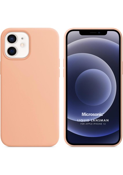 Apple iPhone 12 Kılıf Liquid Lansman Silikon Rose Gold