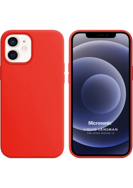 Apple iPhone 12 Kılıf Liquid Lansman Silikon Kırmızı