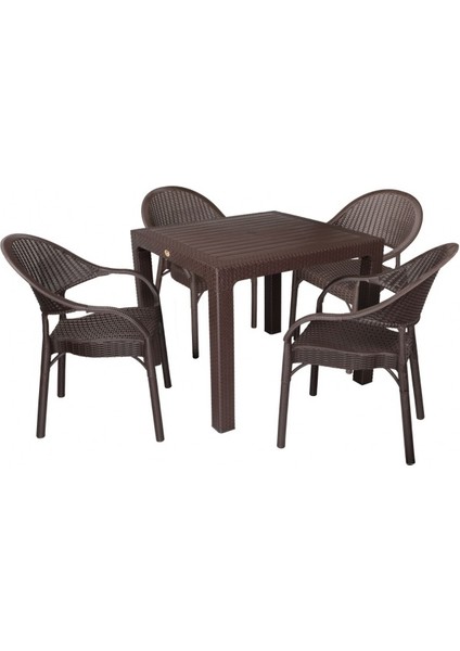Elit Rattan 90 x 90 cm Eylül Koltuk Masa Takımı