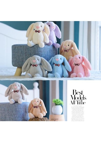 Papyonlu Uzun Kulak Bunny Peluş Tavşan Yumuşak Uyku Arkadaşım 65 cm fırsatları