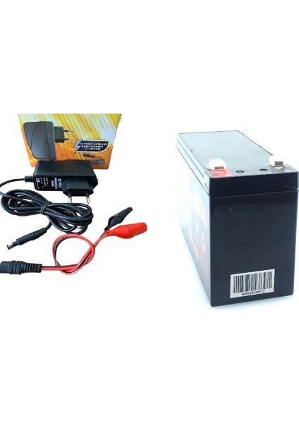 12 Volt 7 Amper Oyuncak Araç Araba Oto Jeep Aküsü ve Akü Şarj Şarz Adaptörü Extra Maşalı Timsah Uç 2'li Set