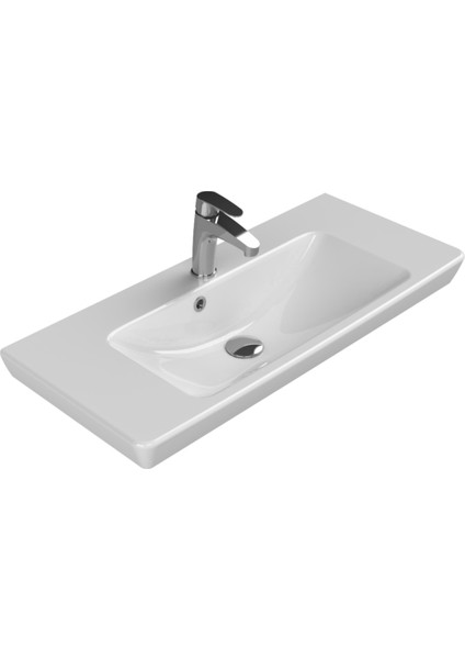 Seramik Cerastyle Porto 85X38CM Etajerli Lavabo