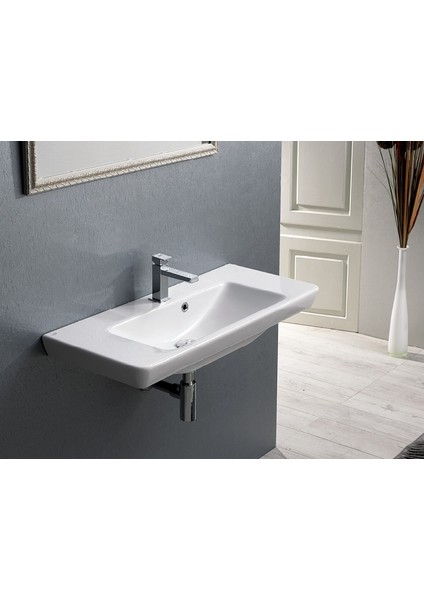 Seramik Cerastyle Porto 85X38CM Etajerli Lavabo modelleri