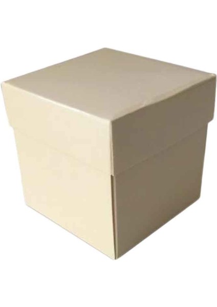 Komple Karton Kutu Düz Renk 6 x 6 x 6 cm - 25 Adet Krem