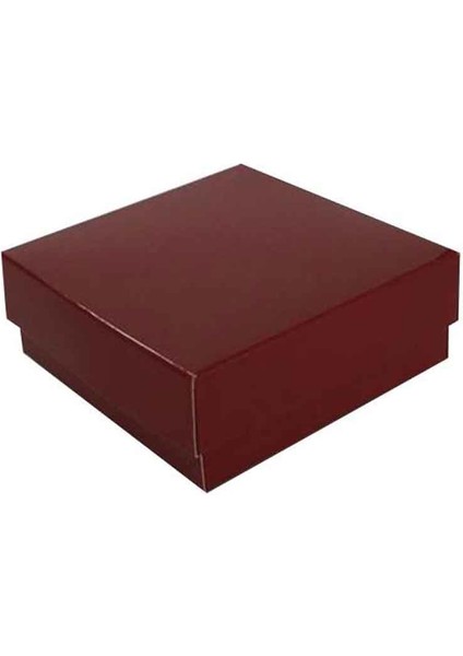 Komple Karton Kutu Düz Renk 7 x 7 x 2.2 cm - 25 Adet Bordo