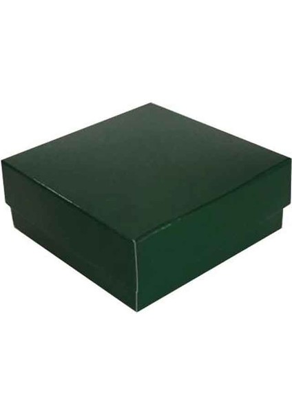 Komple Karton Kutu Düz Renk 7 x 7 x 2.2 cm - 25 Adet Yeşil