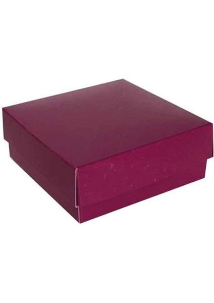Komple Karton Kutu Düz Renk 8 x 8 x 3 cm - 25 Adet Mor
