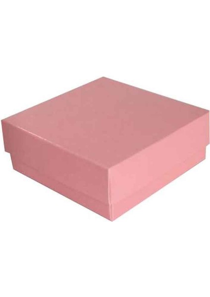 Komple Karton Kutu Düz Renk 9 x 9 x 3 cm - 25 Adet Pembe