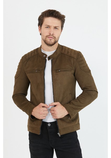 Erkek Haki Yeni Sezon Süet Ceket