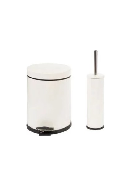 Banyo Seti Çöp Kovası Klozet Fırçası 12 Lt Beyaz