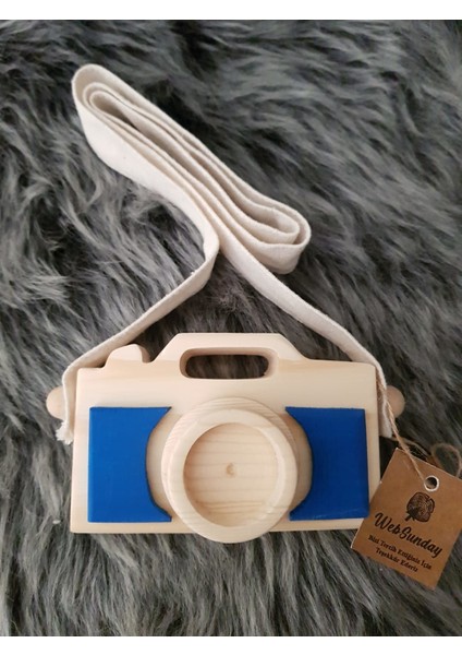 Ahşap Fotoğraf Makinesi - Mavi