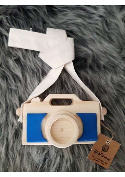 Ahşap Fotoğraf Makinesi - Mavi