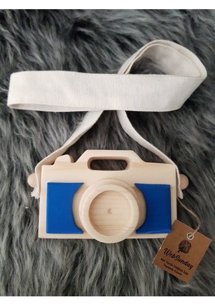 Ahşap Fotoğraf Makinesi - Mavi