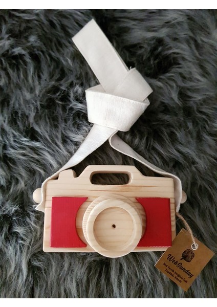 Ahşap Fotoğraf Makinesi - Kırmızı