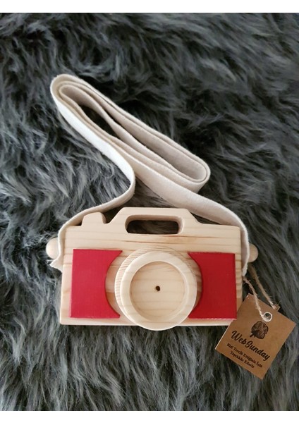 Ahşap Fotoğraf Makinesi - Kırmızı