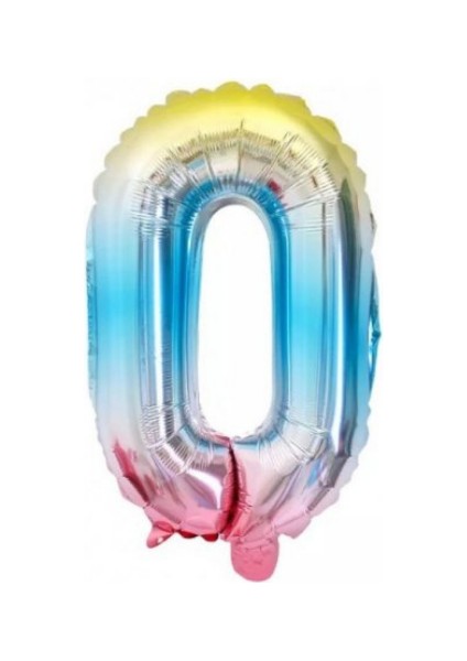 0 Rakam Gökkuşağı Folyo Balon
