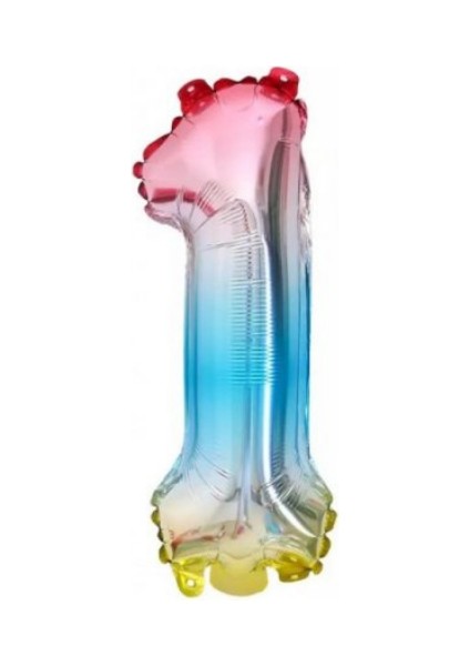 1 Rakam Gökkuşağı Folyo Balon