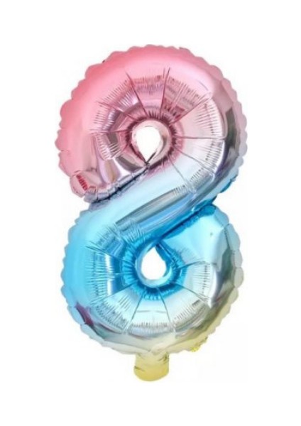 8 Rakam Gökkuşağı Folyo Balon