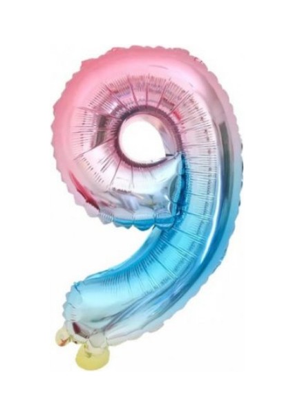 9 Rakam Gökkuşağı Folyo Balon