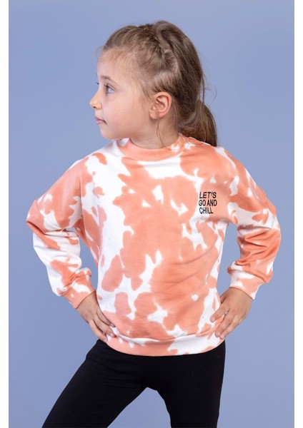 Toontoy Kız Çocuk Nakışlı Batik Desenli Sweatshirt