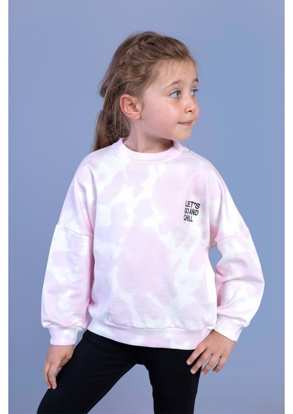 Toontoy Kız Çocuk Nakışlı Batik Desenli Sweatshirt