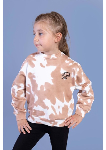 Toontoy Kız Çocuk Nakışlı Batik Desenli Sweatshirt