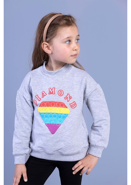 Toontoy Kız Çocuk Popıt Baskılı Içi Pamuklu Sweatshirt