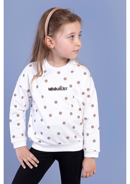 Toontoy Kız Çocuk Puantiye Desenli Sweatshirt