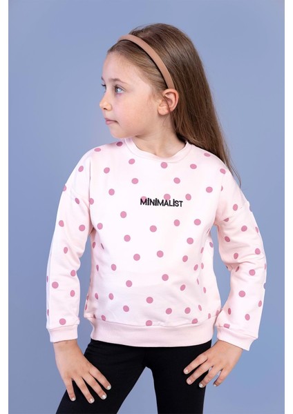 Toontoy Kız Çocuk Puantiye Desenli Sweatshirt