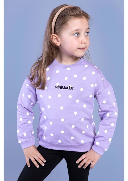 Toontoy Kız Çocuk Puantiye Desenli Sweatshirt